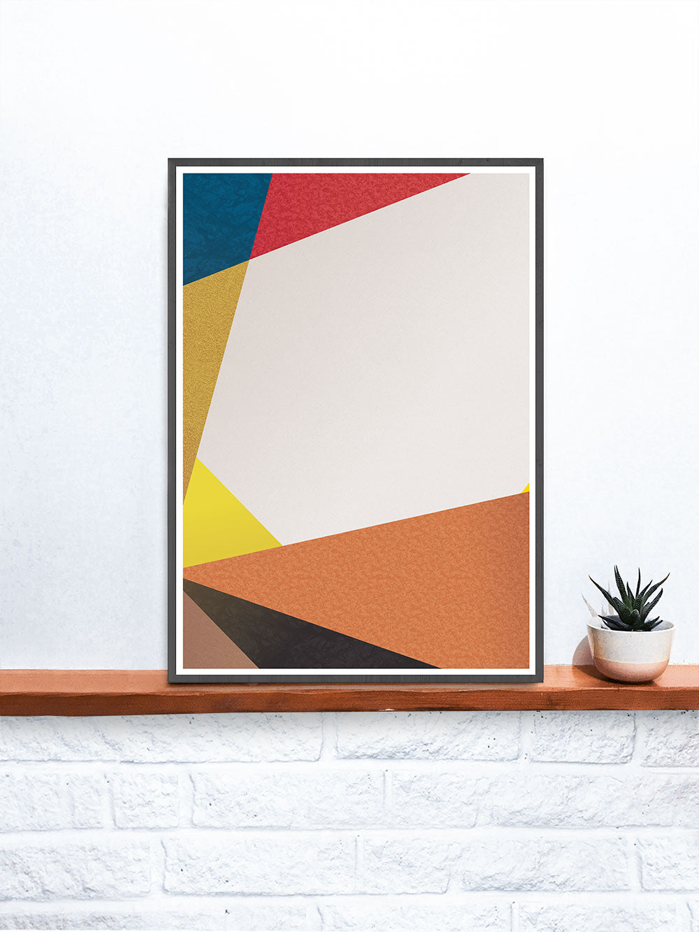 Autumn Trend geometric art print on a shelf