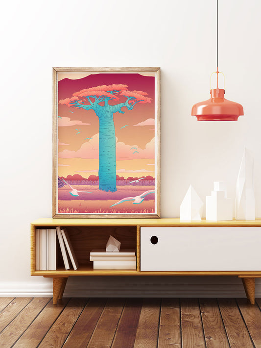 Grandidiers Baobab Tree Art Poster