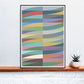 Blade and Waves Abstract Art Print in a frame on a shelf