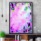 Bunny Pop Pink Abstract Print in a frame on a wall