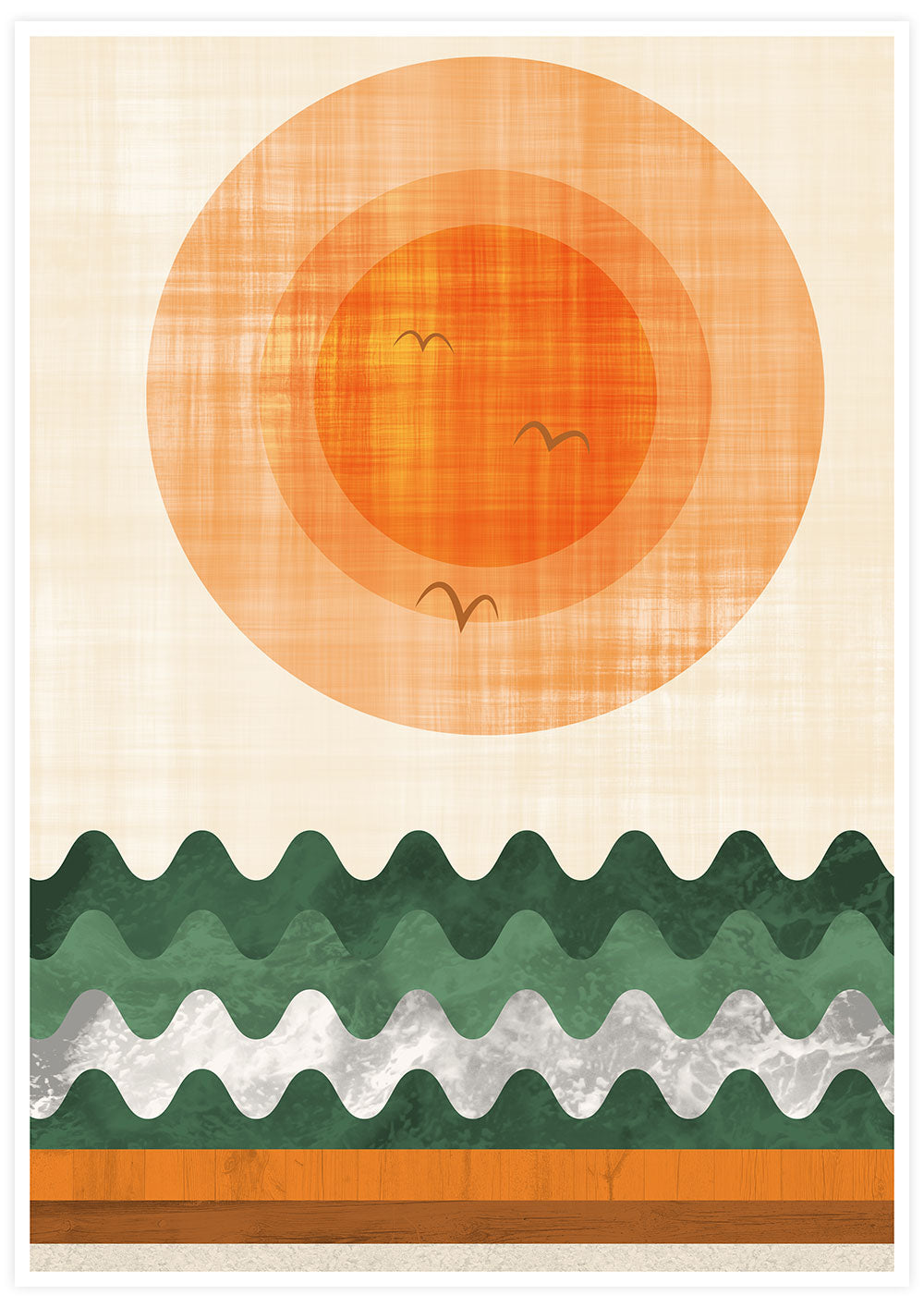 Calm Sea Tangerine Sunset Art Print