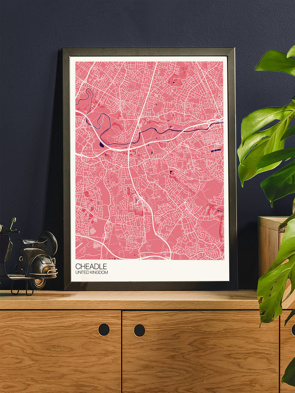 Cheadle Stockport Map Print in a stylish interior