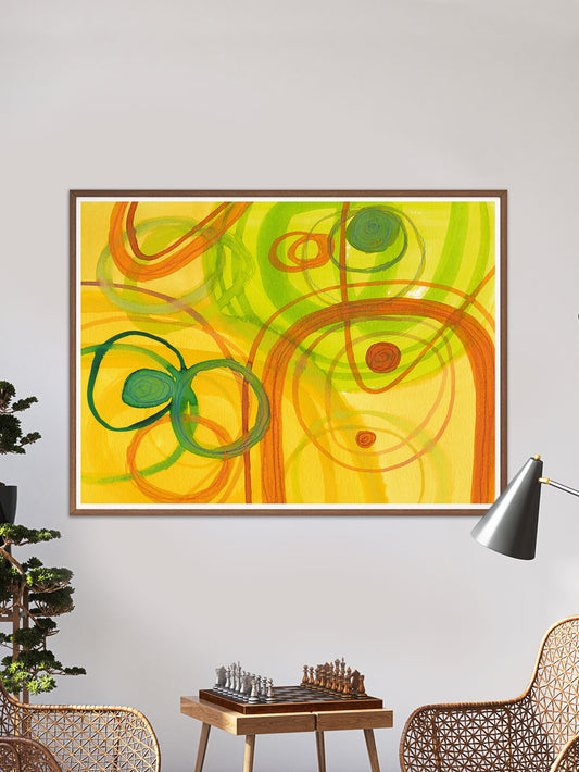 Chelle Yellow Abstract Art in a traditional room