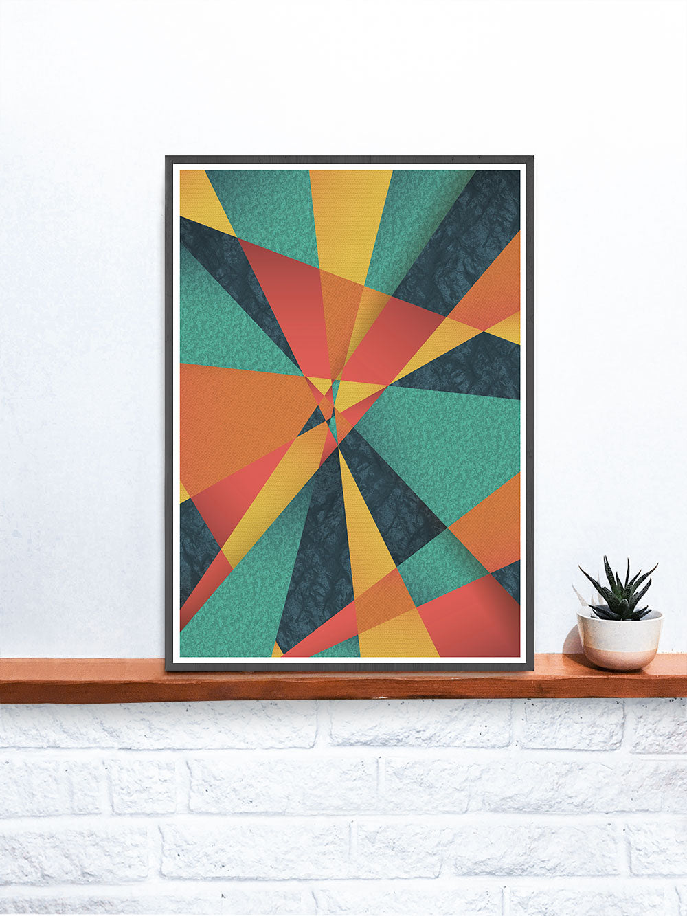 Colour Web Geometric Art Print on a shelf