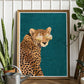 Cool Cheetah Art Print by Sarah Manovski in a ice room with houseplants and wooden floor
