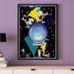 Crystal Squares Abstract Art Print in a frame on a wall
