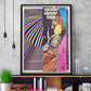 Cut and Paste Rug Retro Print in a frame on a shelf