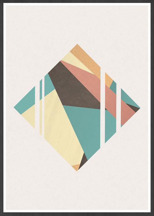 Diamond Neutral Geometric Poster Print in a frame