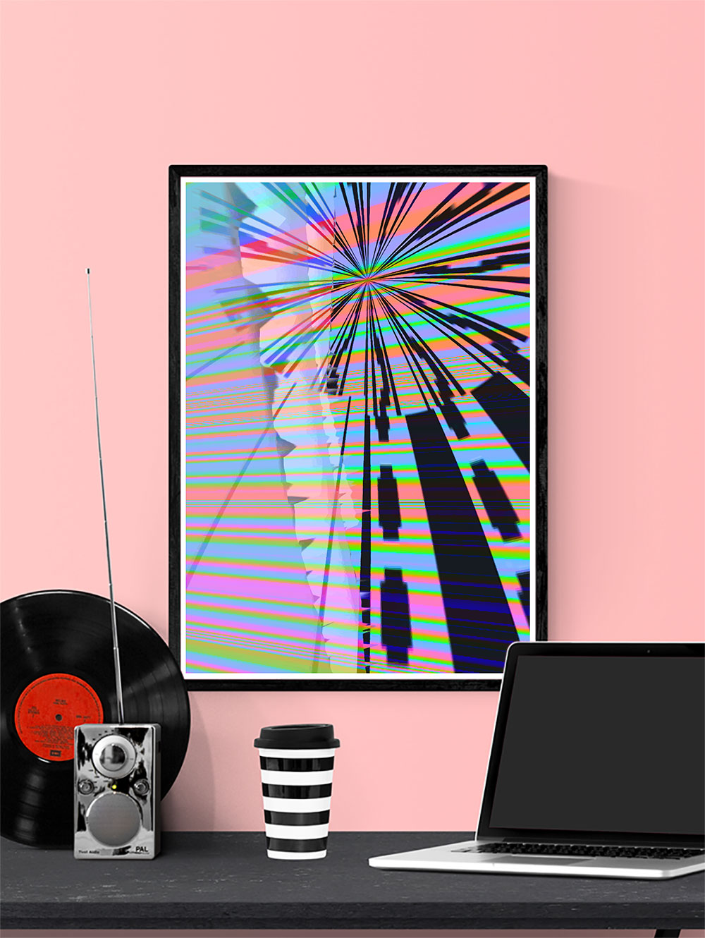Dont Adjust your TV Glitch Art Print on a  wall