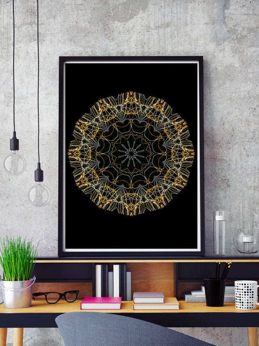 Dune Pattern Wall Print in a frame on a shelf