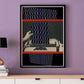 Electric Dreams Retro Art Print in a frame on a wall