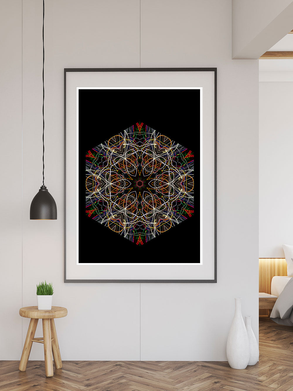 Fahrenheit 451 Pattern Print in a frame on a wall