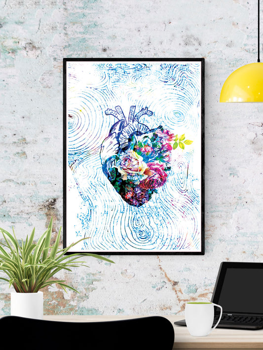 Flowers of my Heart  Illustration Print in a frame on a wall