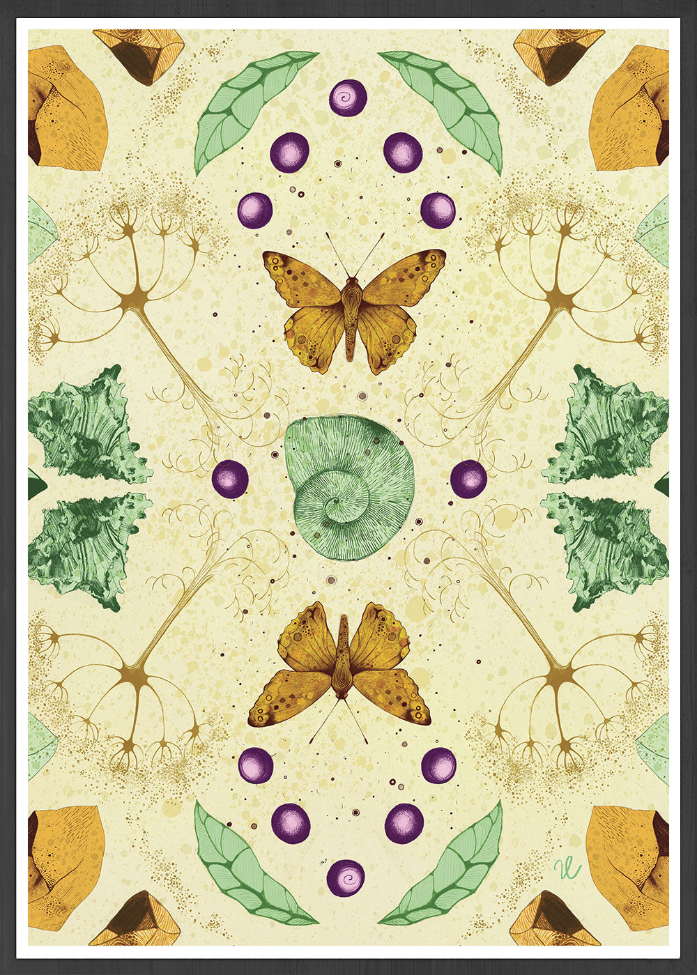 Flying Mosaic Nature Pattern Print