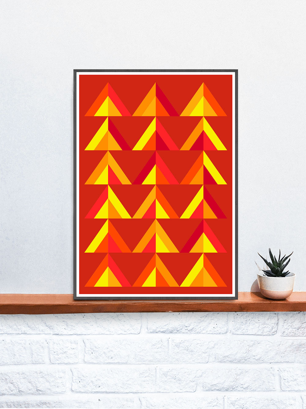 Forest Fire Digital Abstract Art in a frame on a shelf