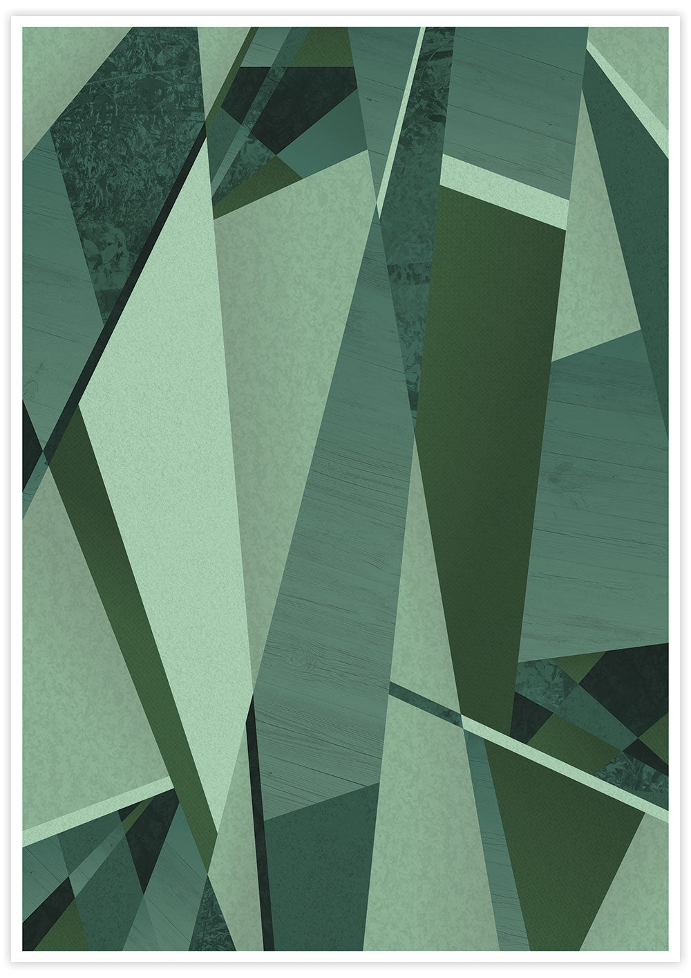 Forest Greens Geometric Art Print not in a frame