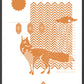 Fox with Lanterns Fox Art Print in a frame