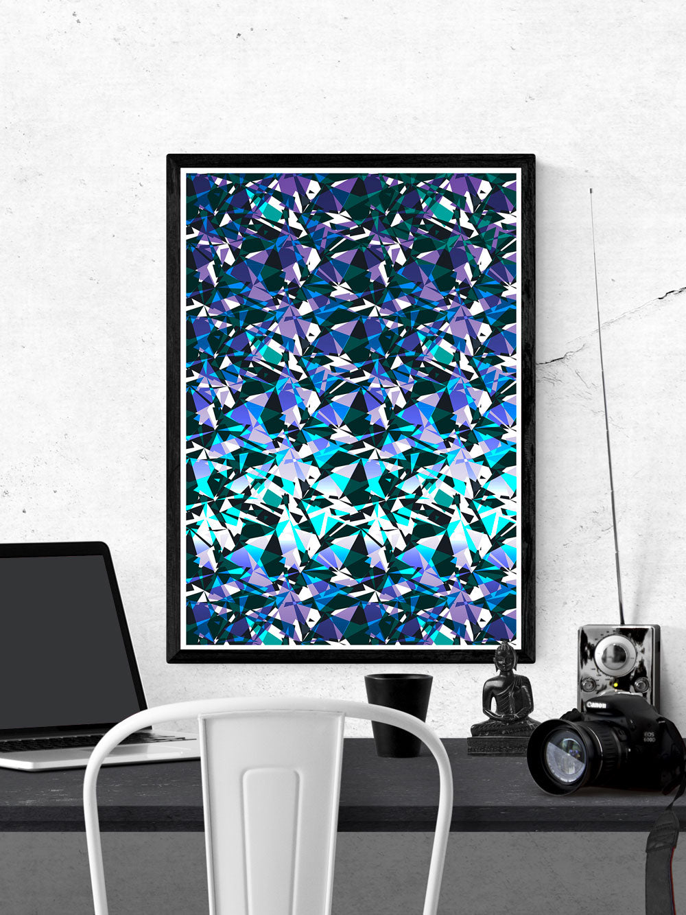 Fractal Overlay Abstract Pattern Print on a wall