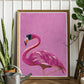 Funky Flamingo Art Print by Sarah Manovski in a clean room with house plants