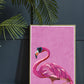 Funky Flamingo Art Print by Sarah Manovski in a retro room with a house plant