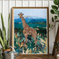Giraffe in the Wild Art Print by Sarah Manovski in a stylish room with house plants