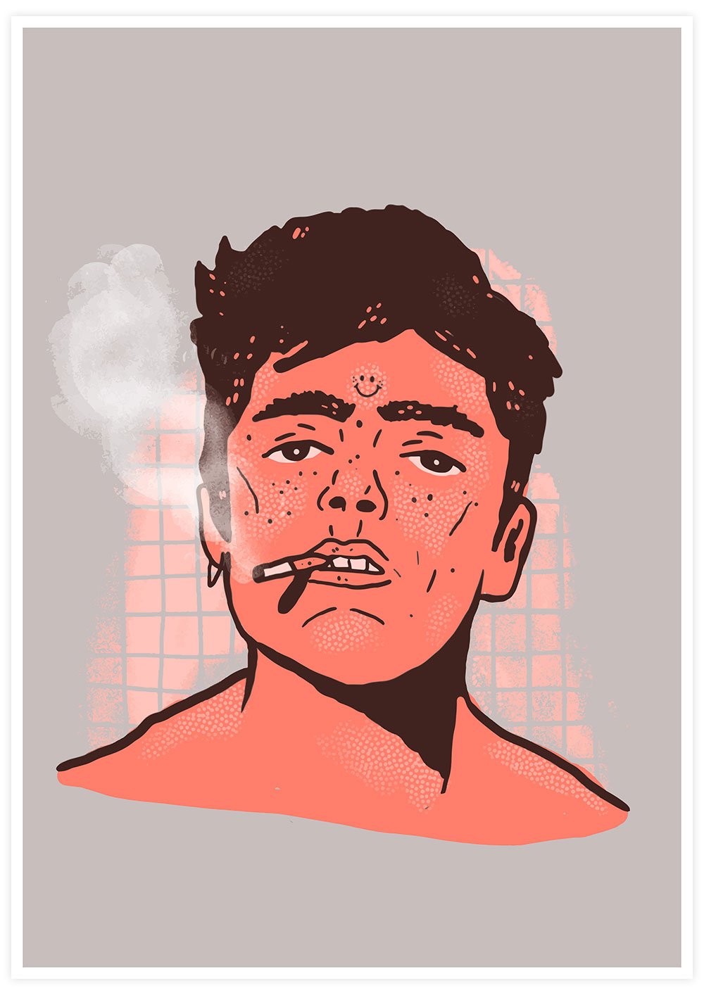 Happy Smoke Portrait Art Print