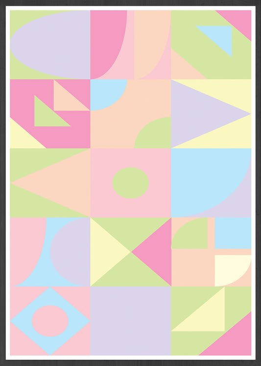 Ice Cream Shapes Abstract Geometric Art in frame