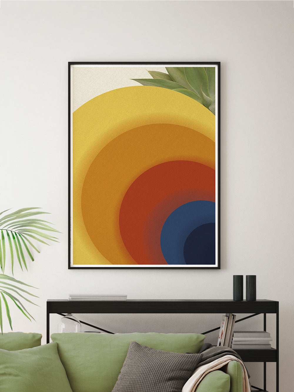 Retro Circles Abstract Print in a modern space
