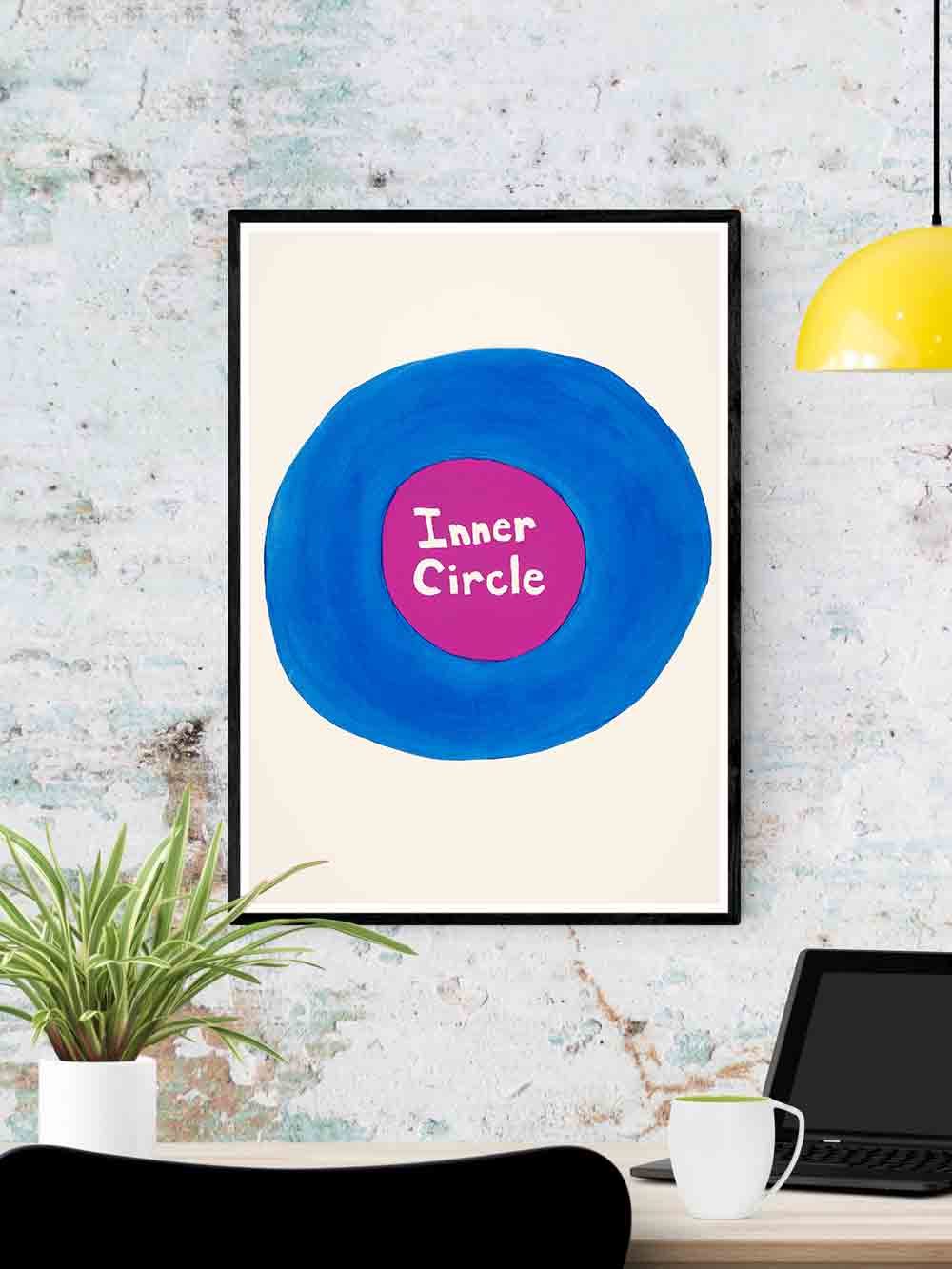 Inner Circle Quirky Print in a frame on a wall
