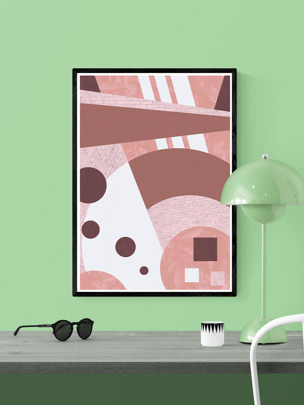 Jailhouse Rock Geometric Pattern Print in a frame on a wall