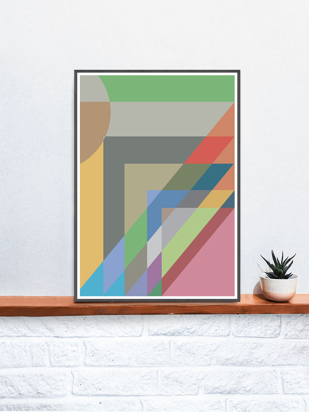 Just a Perfect Day Abstract Art Print in a frame on a shelf