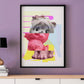 Kitty Splice 3 Cat Art Print in a frame on a wall