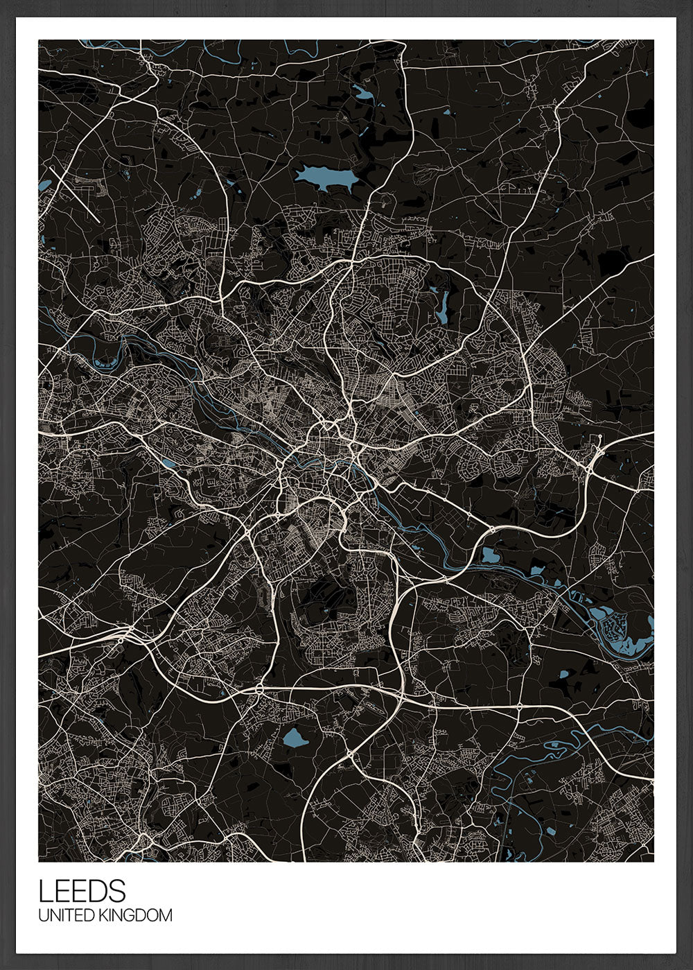 Leeds UK City Map Art not in a frame