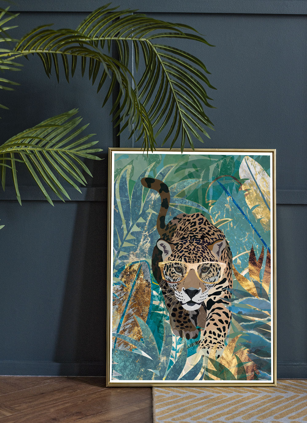 Leopard Art Print by Sarah Manovski in a moody room