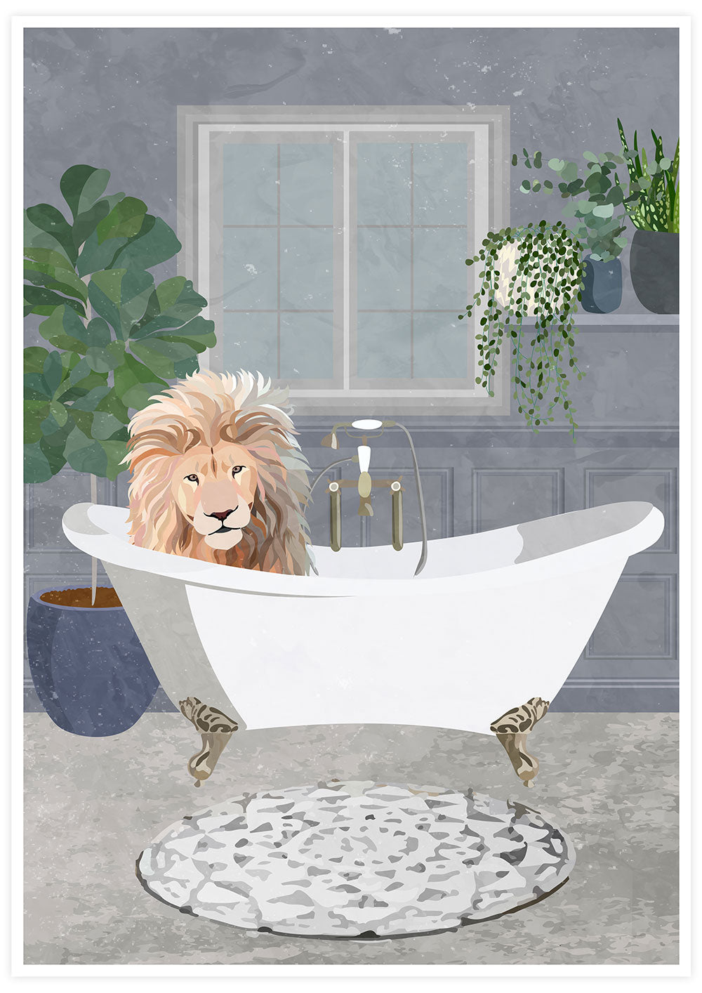 Lion in a Bath Art Print by Sarah Manovski