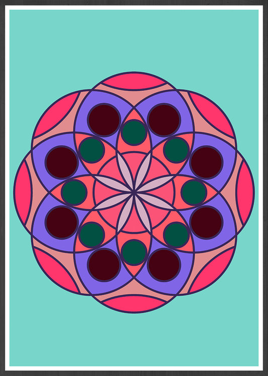 Mandala 1 Pink Mandala Art Print in frame