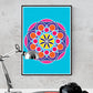 Mandala 2 Pink Mandala Art Print in a frame on a wall