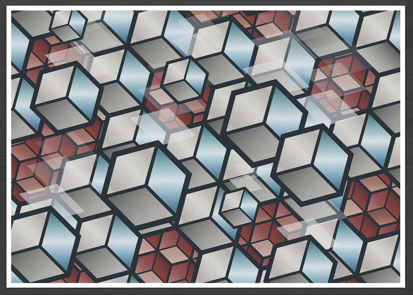 Metal Cubes Geometric Cube Print in a frame