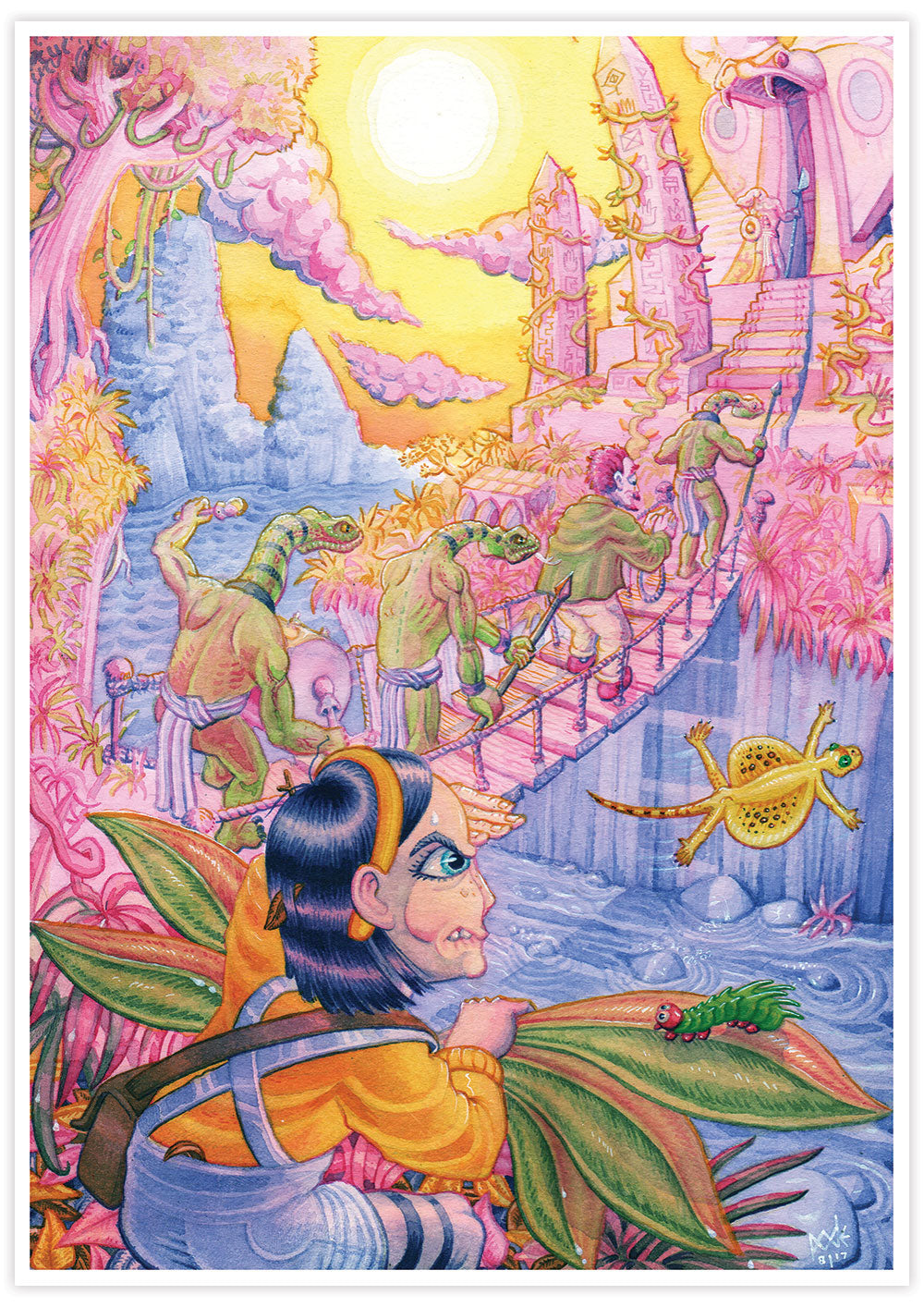 Milly at the Pink Palace Fantasy Art Print no frame