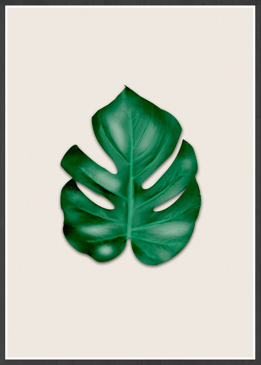 Beautiful Monstera Leaf Art Print shown in a frame