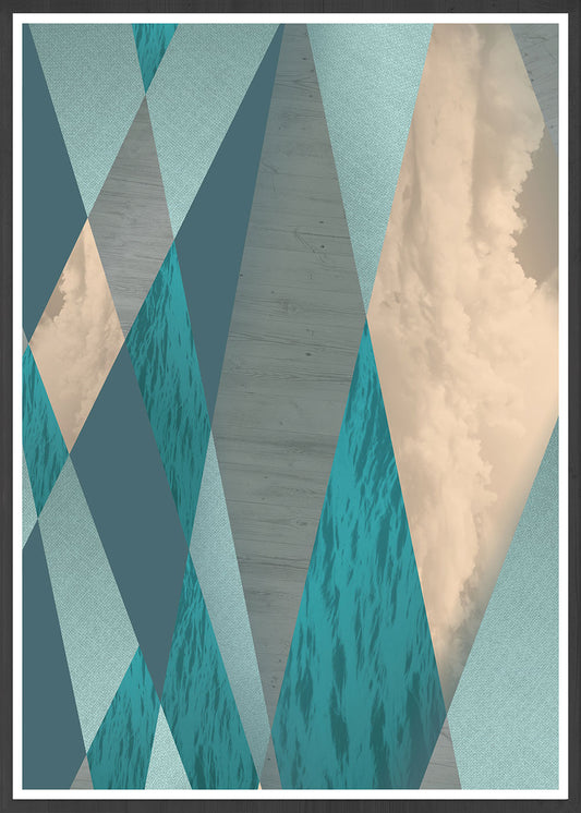 Ocean Tones Geometric Ocean Print in a frame