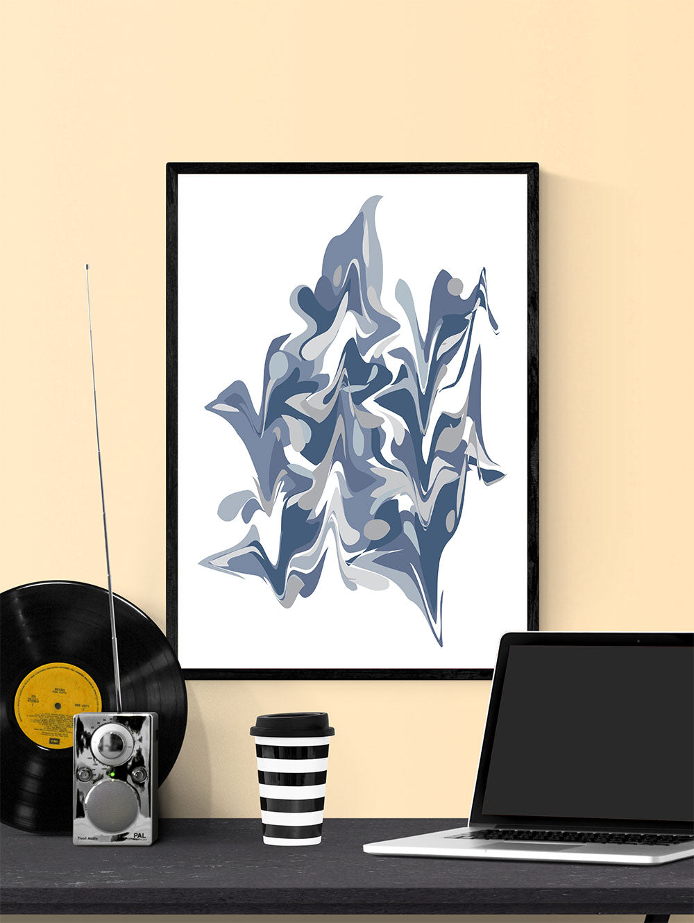 Ondulation 1 Abstract Art Poster in a frame on a wall