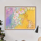 Peach Flowers Spiral Abstract Art in a lounge area