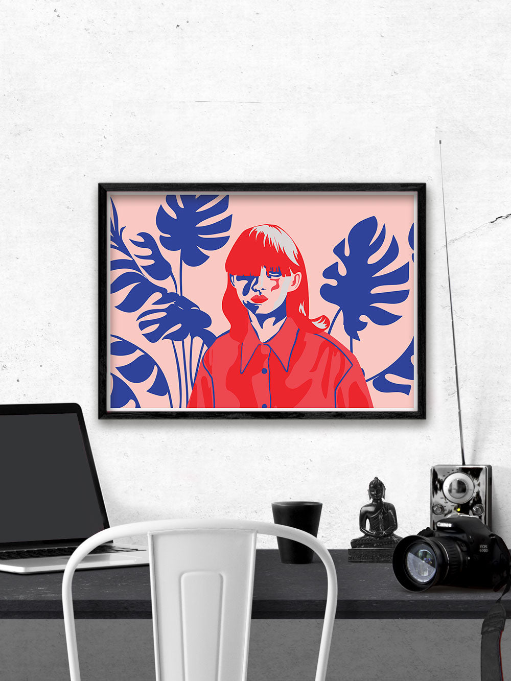 Pink Hair Don't Care Stylish Print Above A Desk