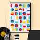 Pop Binary Abstract Art Print in a frame on a wall