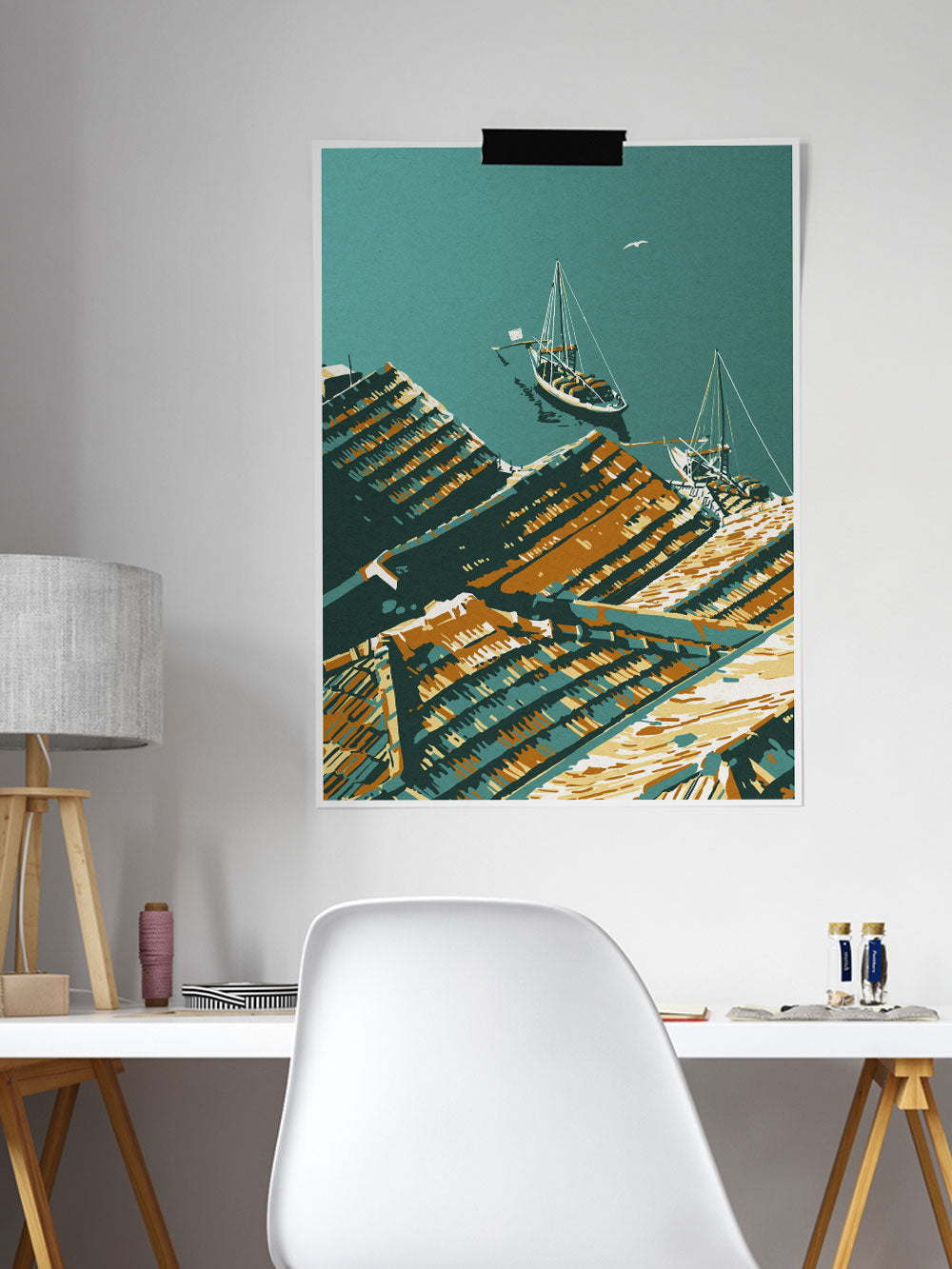 Cais de Gaia Boat Porto Landscape Art