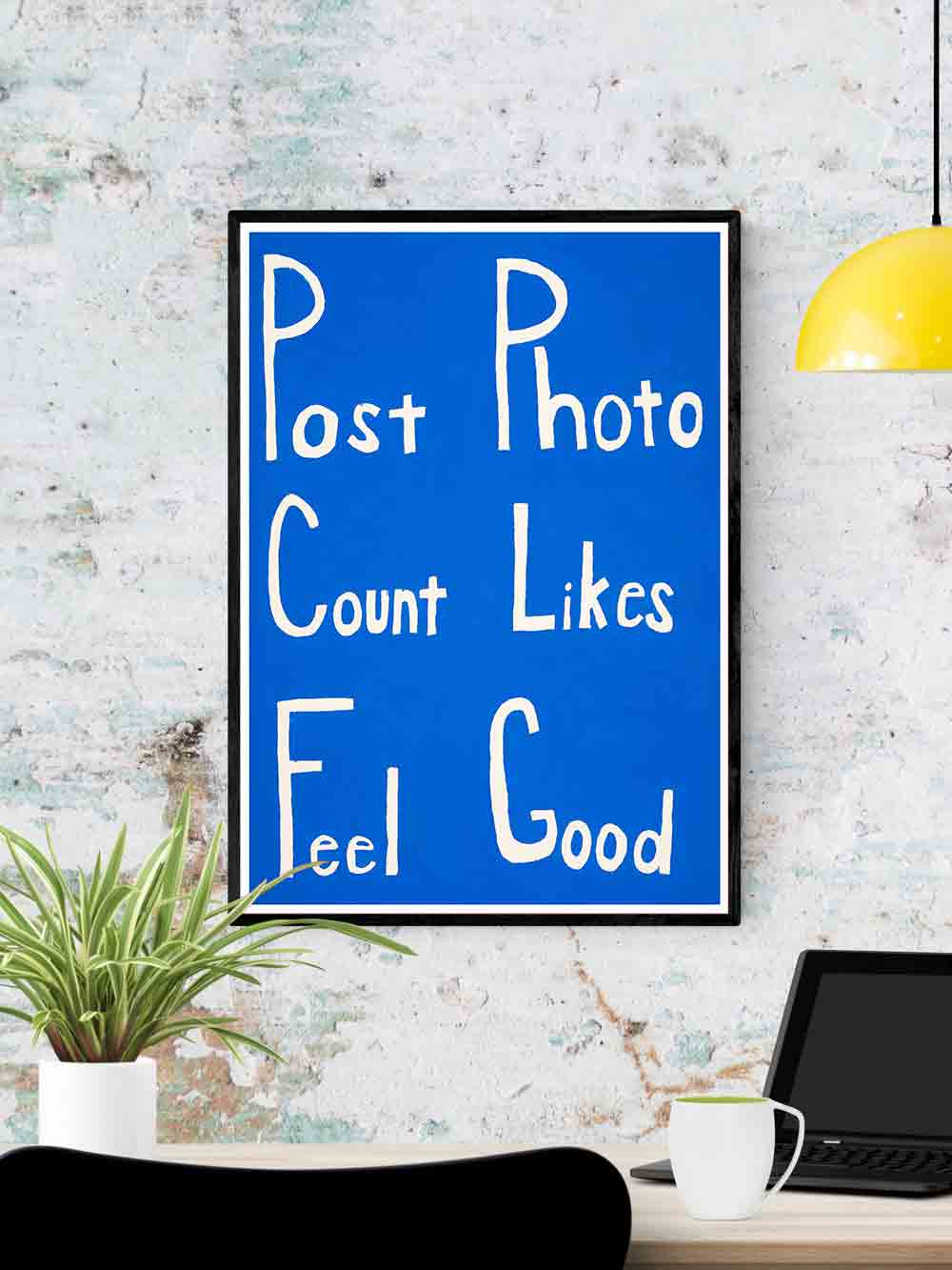 Post Count Feel Social Media Art Print in a frame on a wall