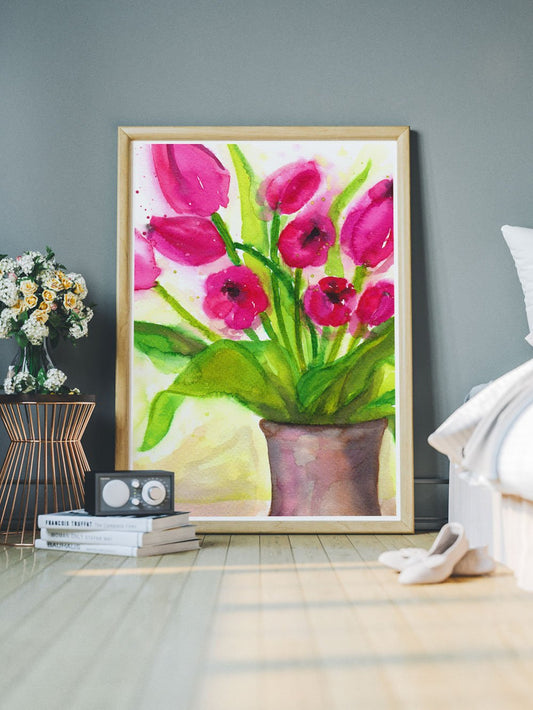 Pussycat Flower Painting Art in a modern room