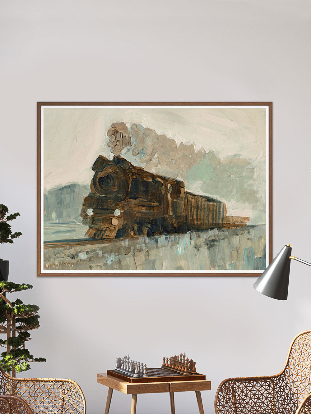 Railroad Blues Fine Art Print in a traditional room