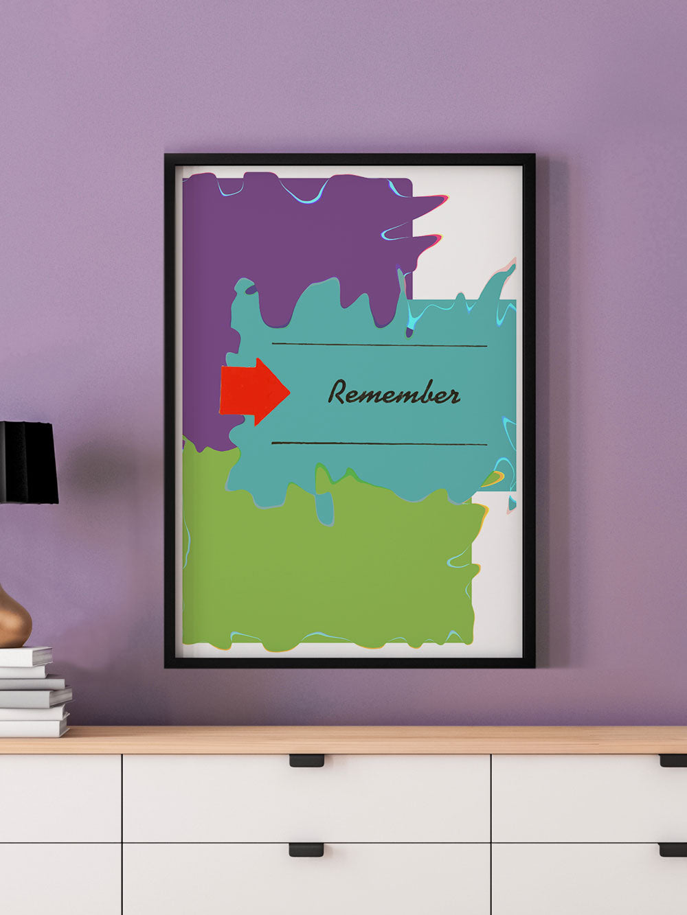 Remember Whats Coming Minimal Art Print in a frame on a wall